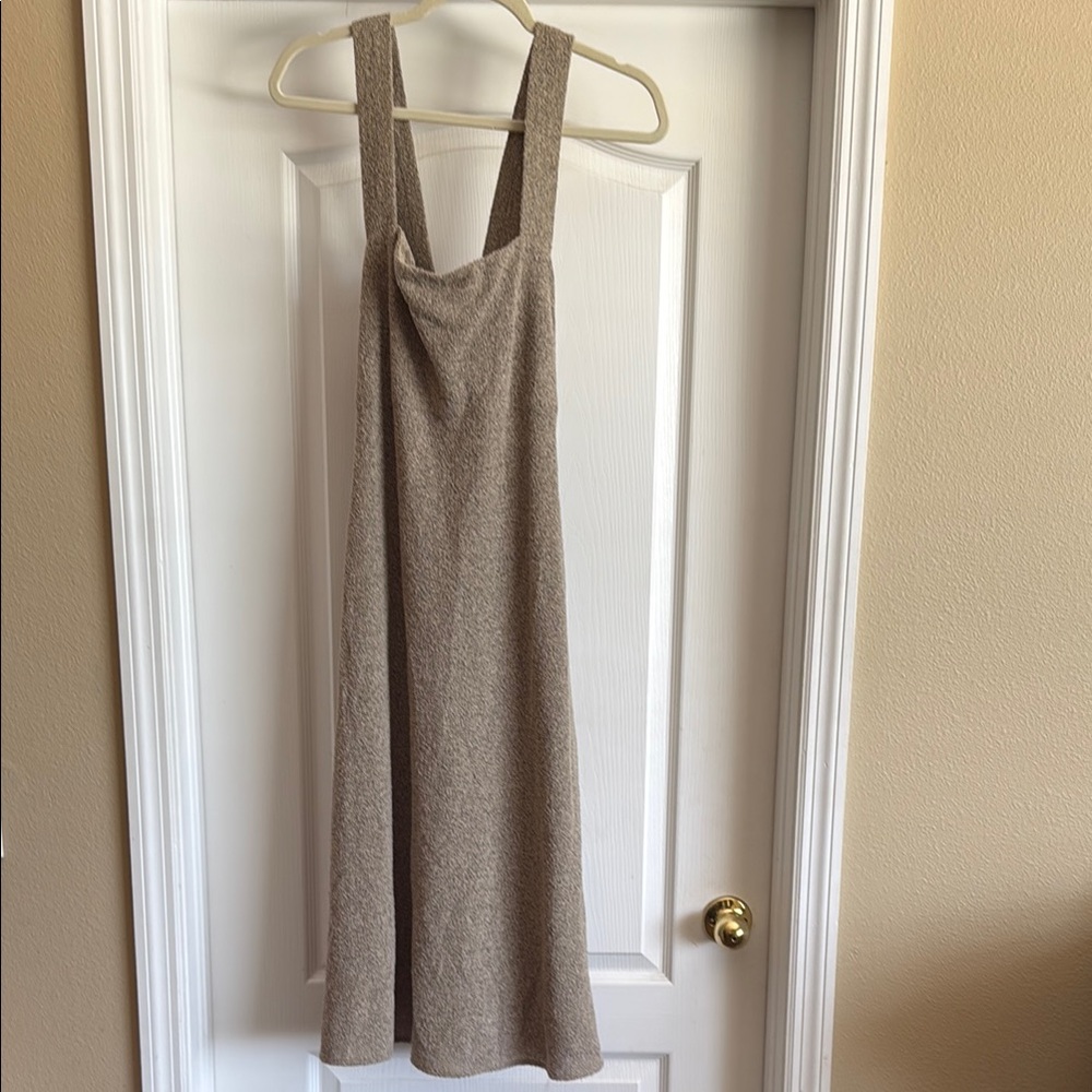 Theory Tan Square Neck Sleeveless Midi Dress